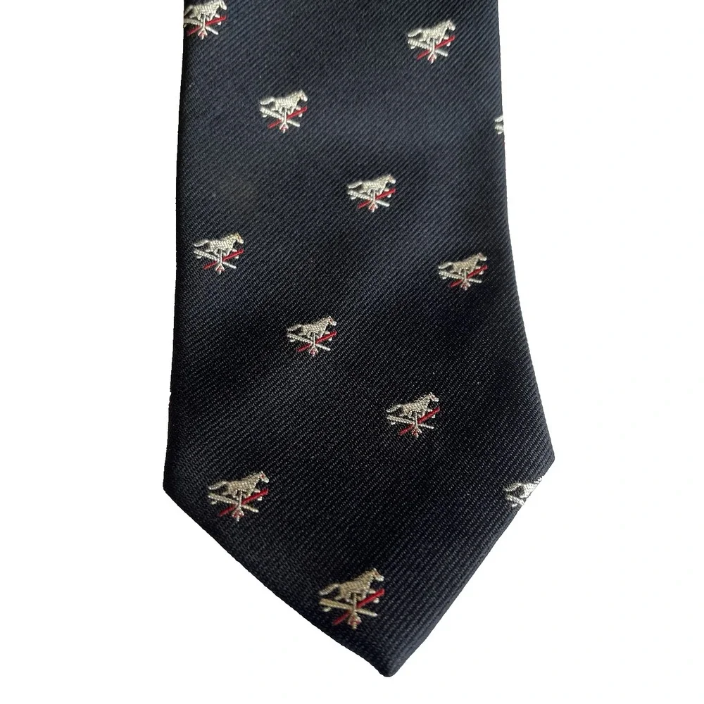 Robert Talbott VTG 60's‎ Equestrian Tie Horse Silk/Poly England Florida Collab